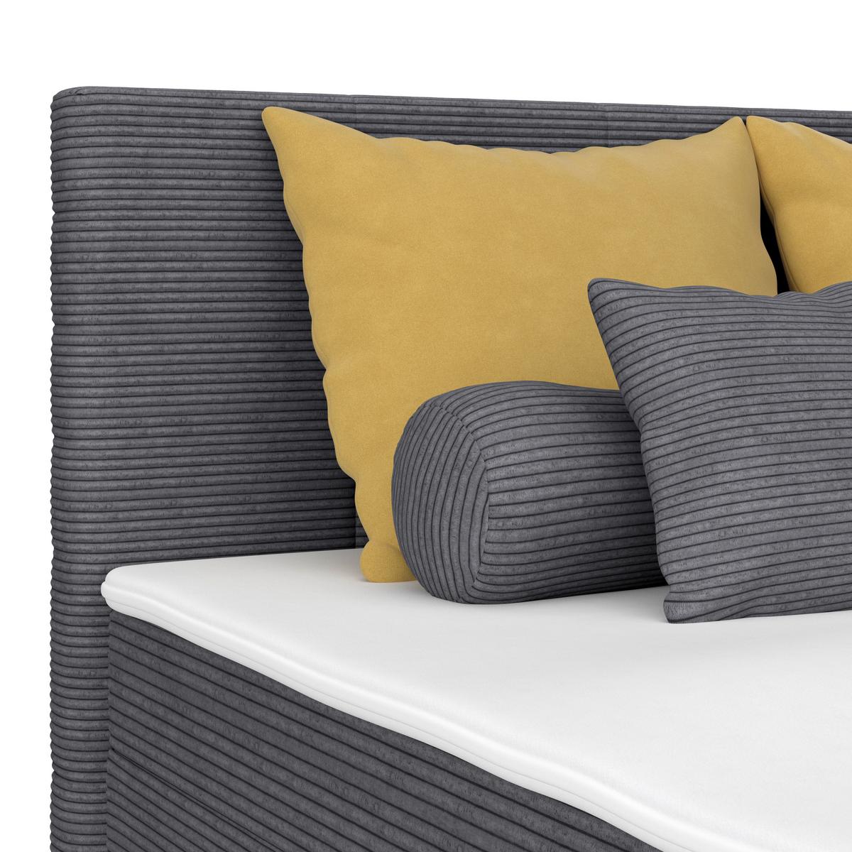 Čalúnená posteľ ADRIA 160x200 cm,antracitová - antracitová/chrómová, Konventionell, drevo/textil (160/200cm)