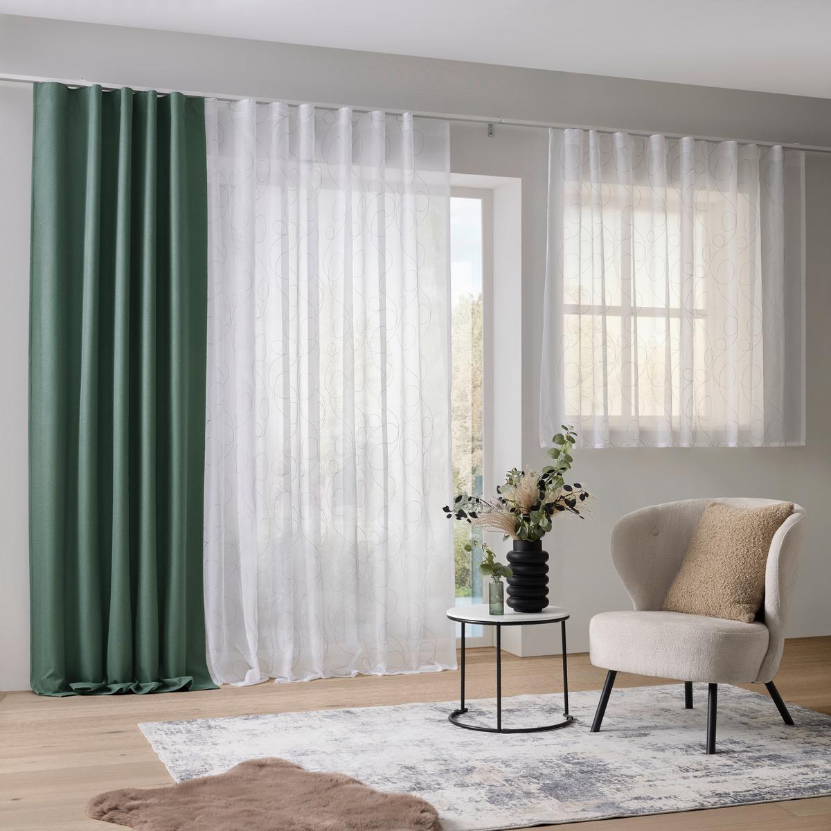 ZATEMŇOVACÍ ZÁVĚS Allan, zelená ca. 135x255cm - zelená, Romantický / Rustikální, textil (135/255cm) - Premium Living