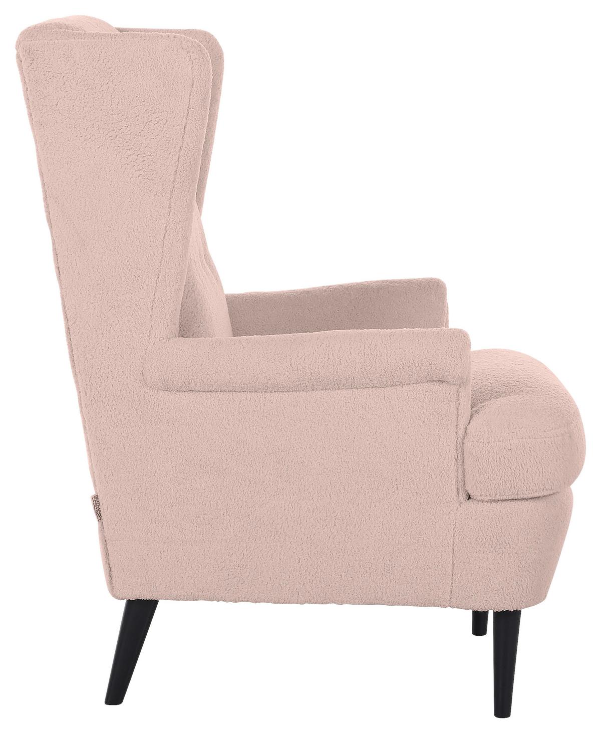 Ohrensessel Versailles, Rosa B: 72 cm - Dunkelbraun/Rosa, Design, Textil (72/104/85cm) - MID.YOU