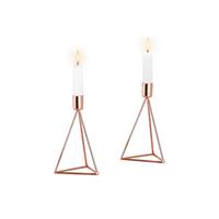 Kerzenständer-Set Eisen für Stabkerzen 2-teilig - Kupferfarben, Basics, Metall (9,5/16,5cm) - Echtwerk