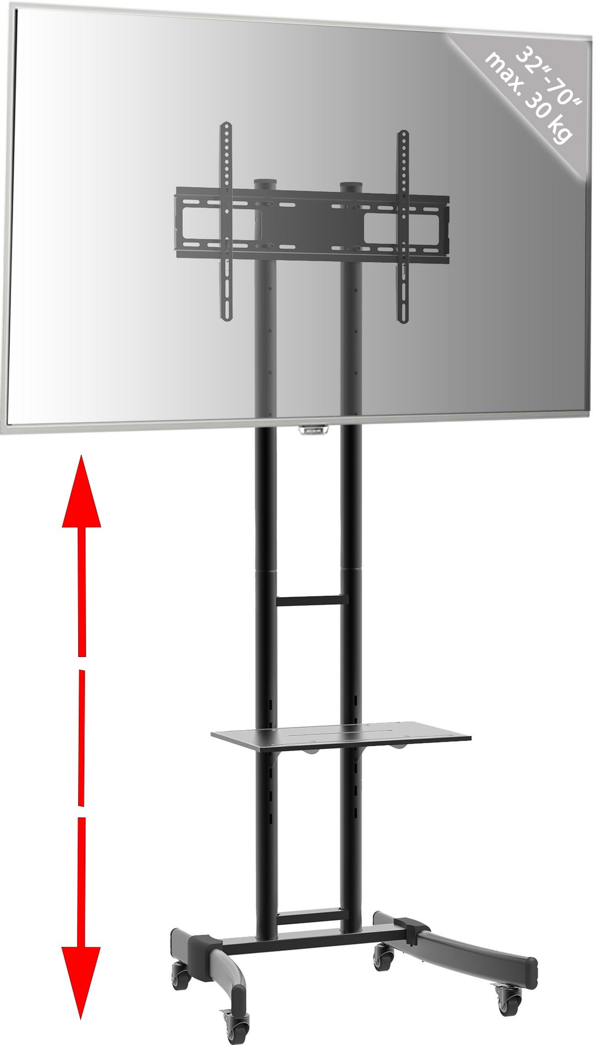 TV-Rack Bis 70“ drehbar Mit Rollen B-Ms 190 Max. 30 Kg - Schwarz, Basics, Metall (76/174/66cm) - MID.YOU