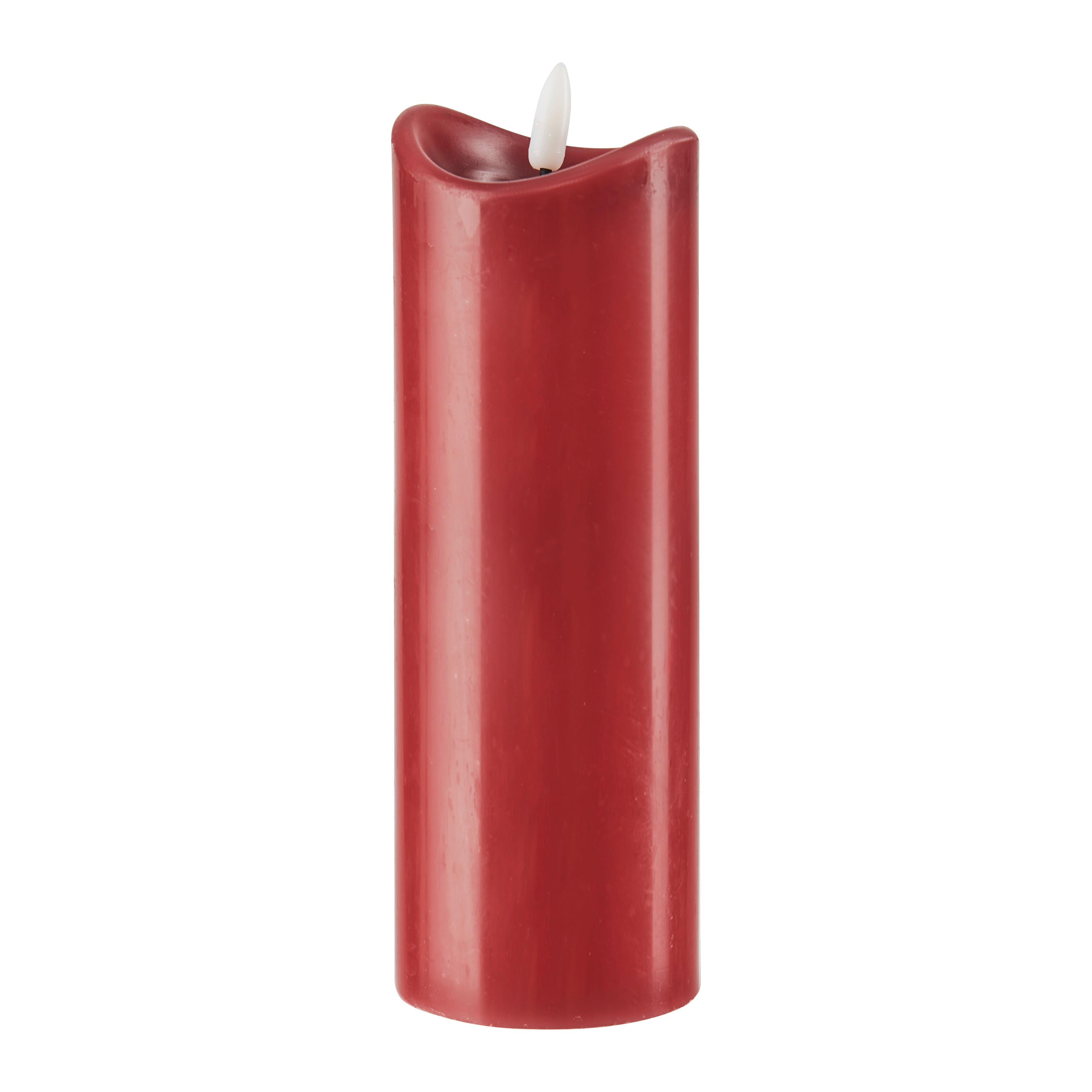 LED SVÍČKA SVEN -PAZ - tmavě červená, Konvenční, přírodní materiály (7/20cm)
