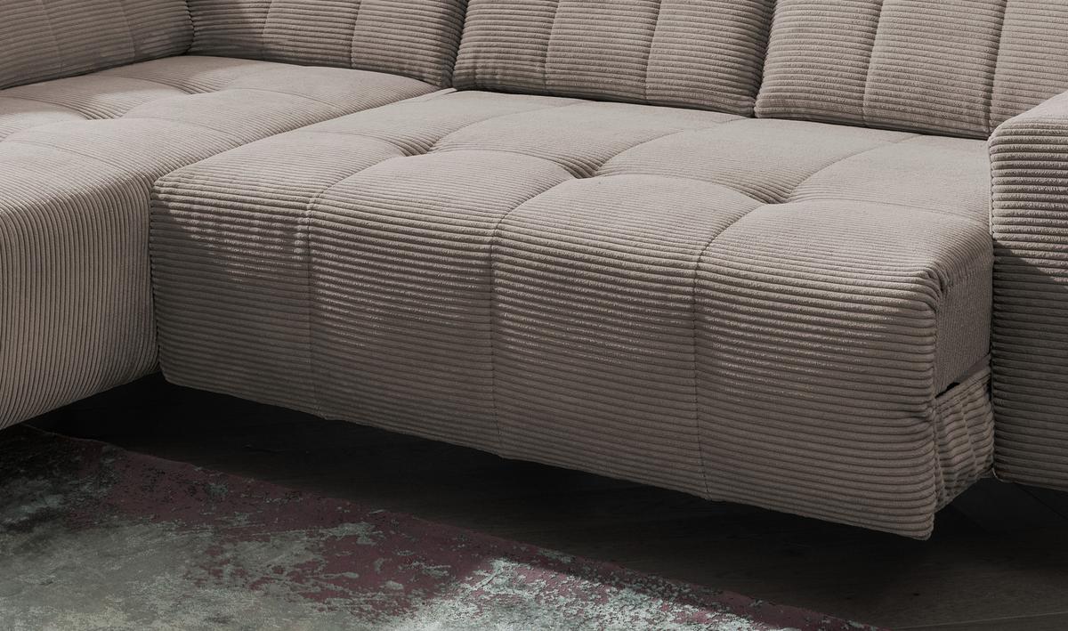 Ecksofa Mit Usb Anschluss Sano, Graubraun, S: 200x261 Cm - Graubraun/Schwarz, MODERN, Textil (200/261cm) - Livetastic