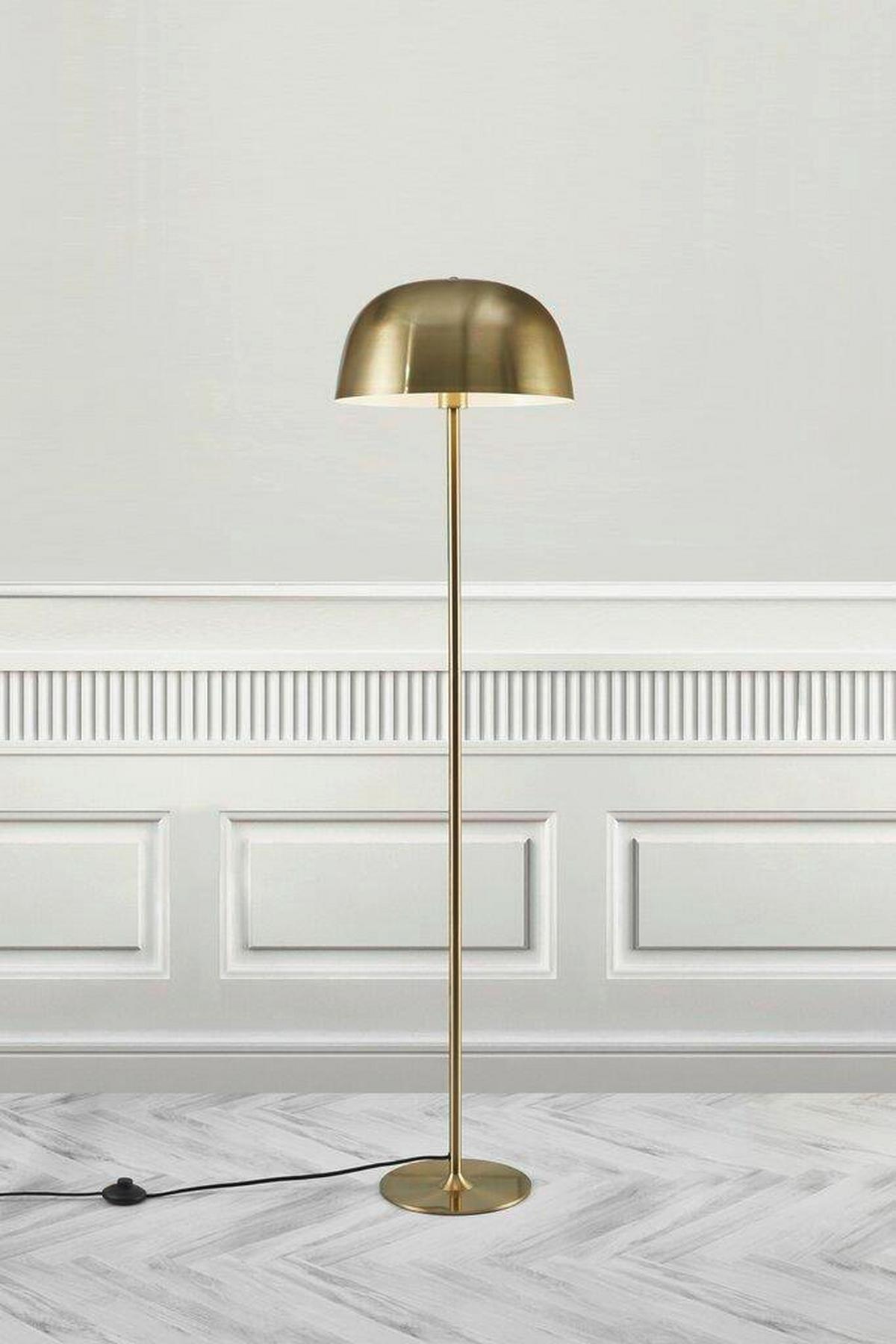 Stehleuchte Japandi Messingfarben D: 36 cm - Messingfarben, Design, Metall (36/140cm) - Nordlux