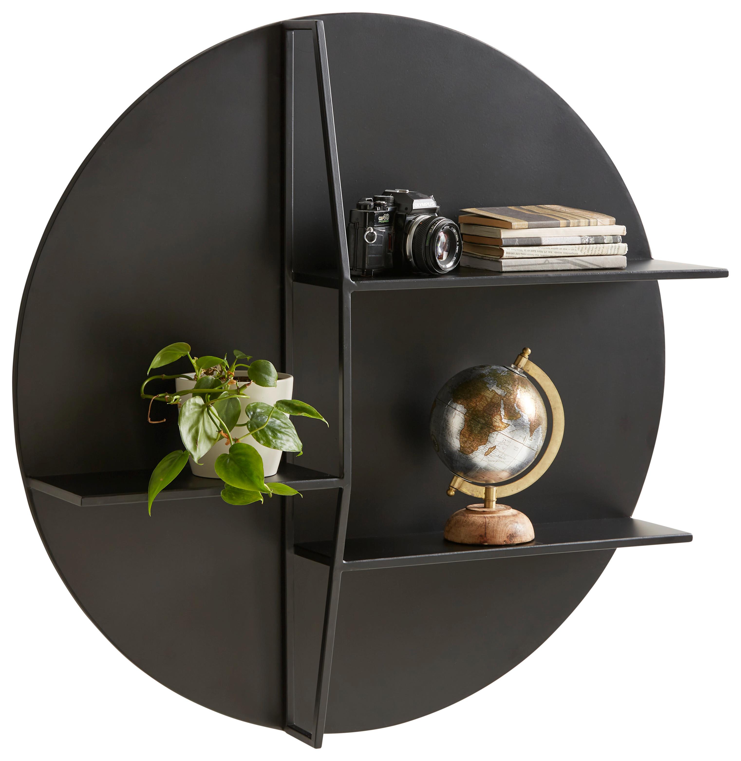 Nástěnný Regál Felix Trend- - černá, Moderní, kov (78cm) - Premium Living