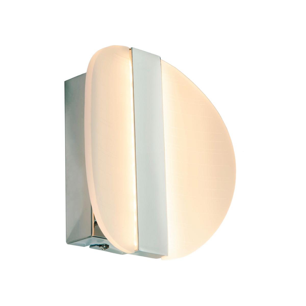 LED-Wandleuchte, Warmweiß, Leicht Gebogen - Chromfarben, Basics, Kunststoff/Metall (6/16/7.5cm) - Näve