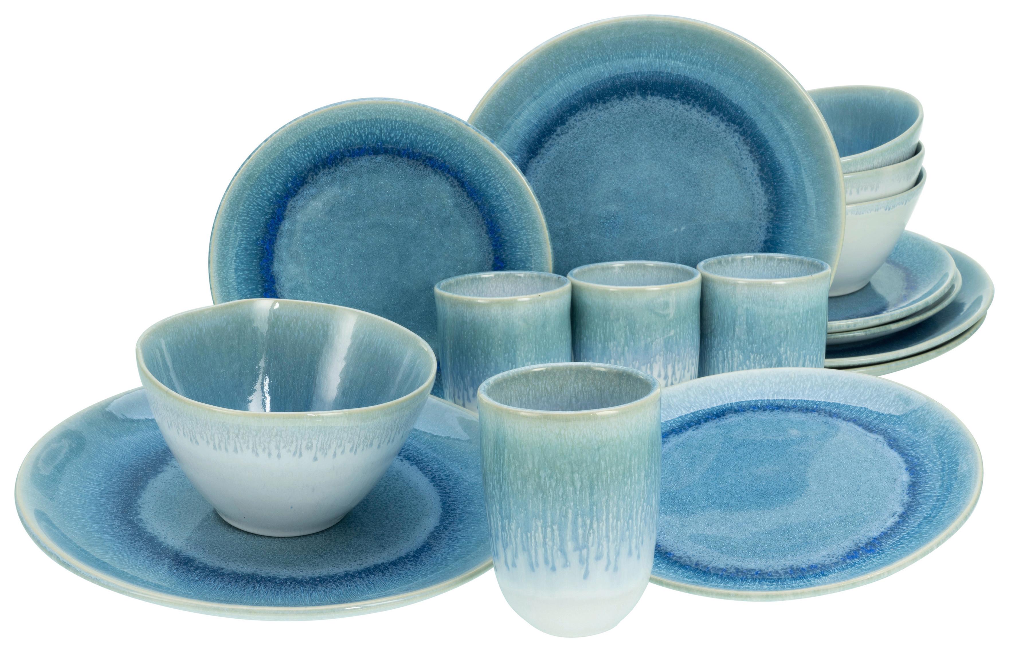 Kombiservice Aquarius Keramik 4 Personen Geschirr Set Blau