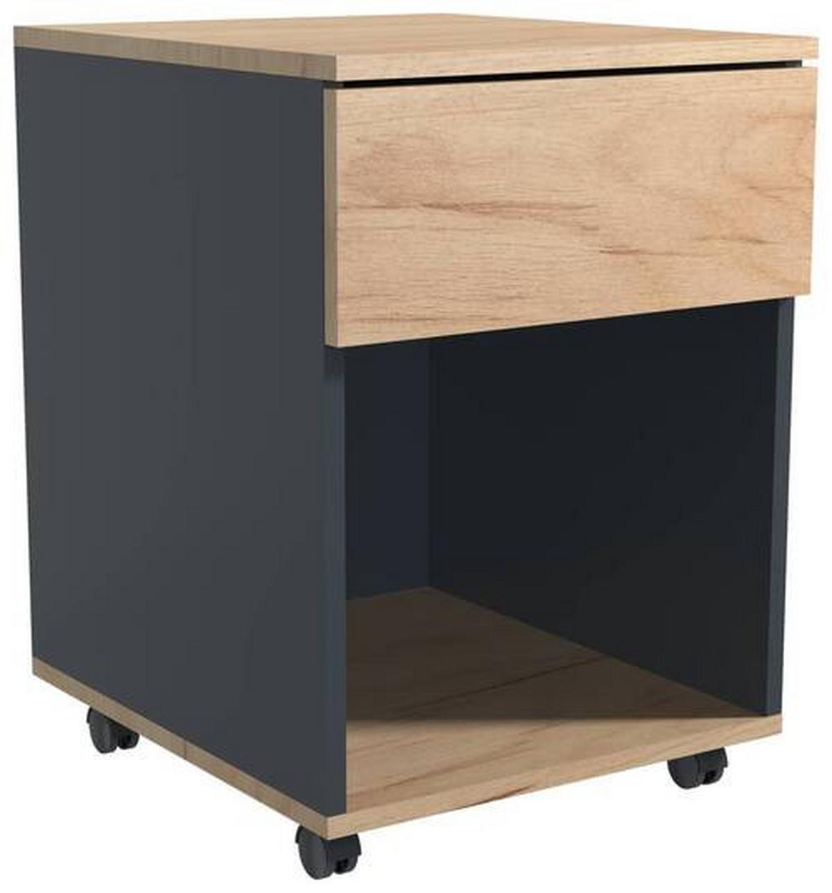 Rollcontainer Anthrazit/ Eiche Dekor Dalrosa 39x55x45cm - Honigeiche/Anthrazit, MODERN, Holzwerkstoff/Kunststoff (39/55/45cm) - MID.YOU