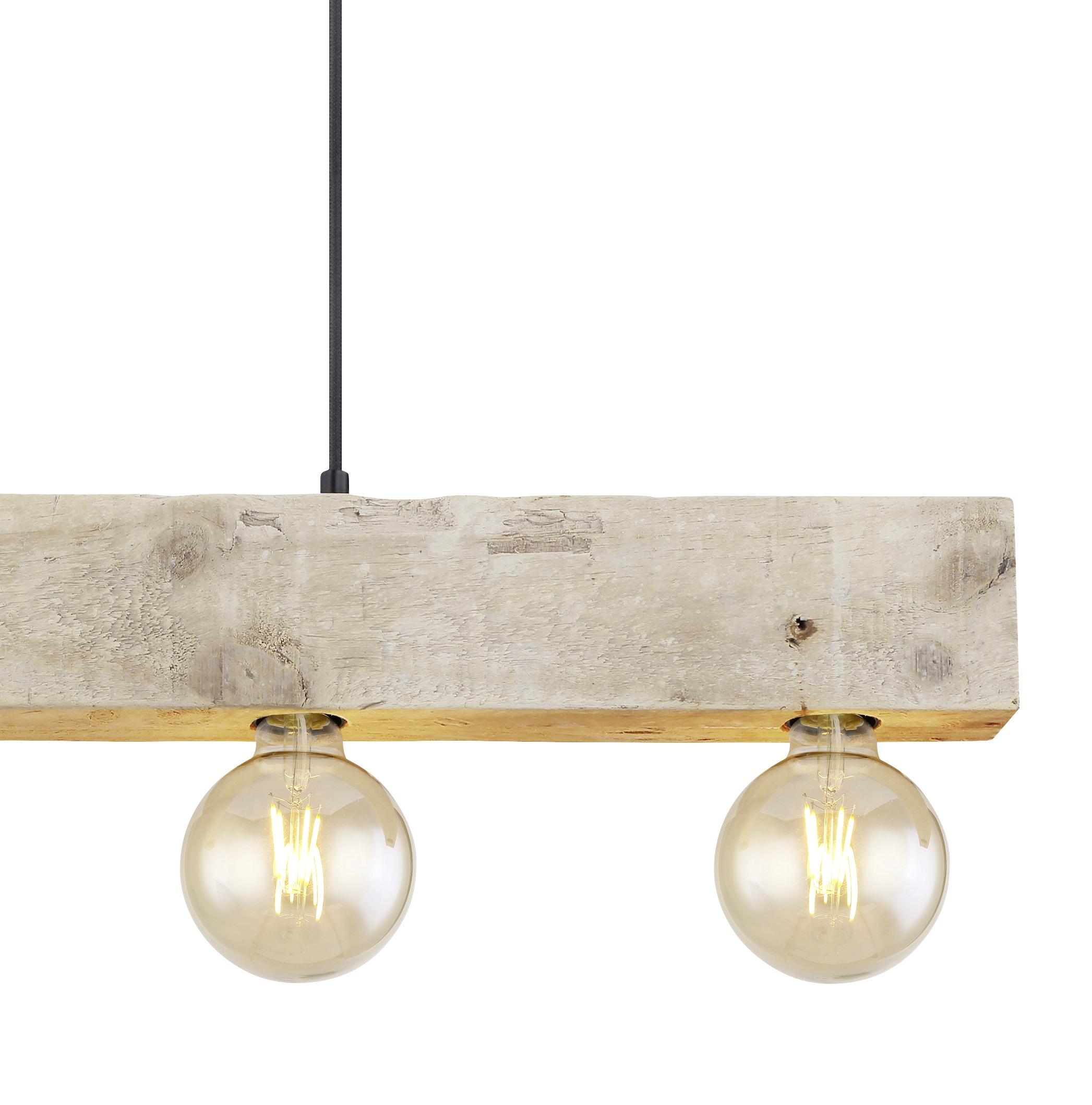 Hängeleuchte Adalie H: 120 Cm 4-Flammig - Dunkelbraun/Schwarz, Natur, Holz/Textil (80/6/120cm) - Globo