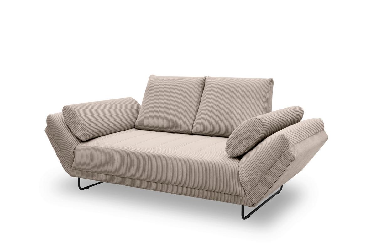 Schlafsofa Taupe B: 210 Cm - Taupe/Schwarz, Design, Textil (210/95/97cm) - MID.YOU