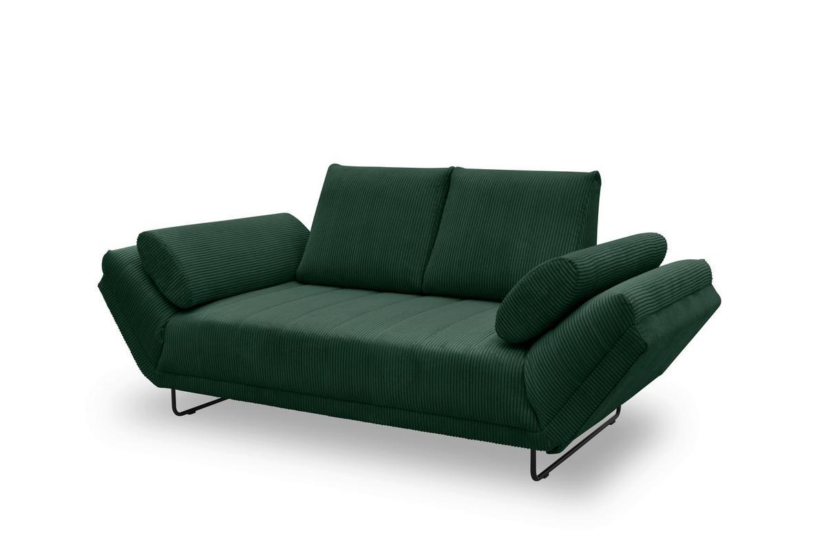 Schlafsofa Dunkelgrün B: 210 cm - Dunkelgrün/Schwarz, Design, Textil (210/95/97cm) - MID.YOU