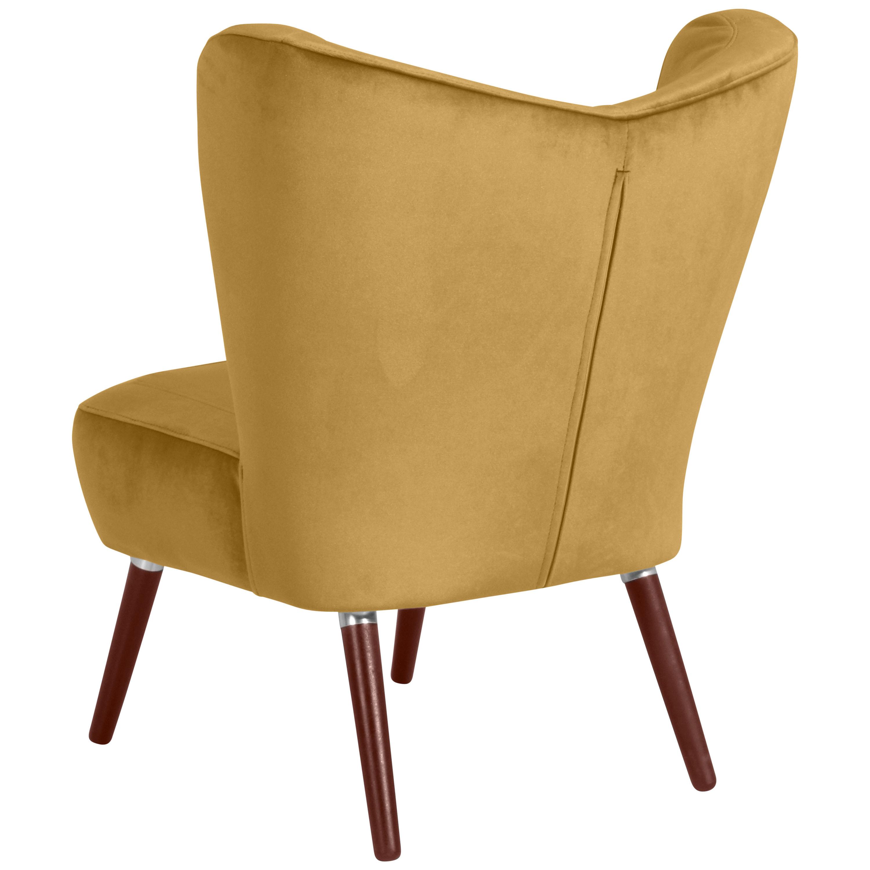 Polstersessel Sari Samt Gelb - Gelb/Nussbaumfarben, Design, Textil (70/86/69cm) - Max Winzer