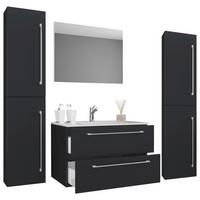 Badezimmer Badinos 5-Teilig Schwarz B: 126 cm - Schwarz/Weiß, MODERN, Keramik/Holzwerkstoff (127cm) - MID.YOU