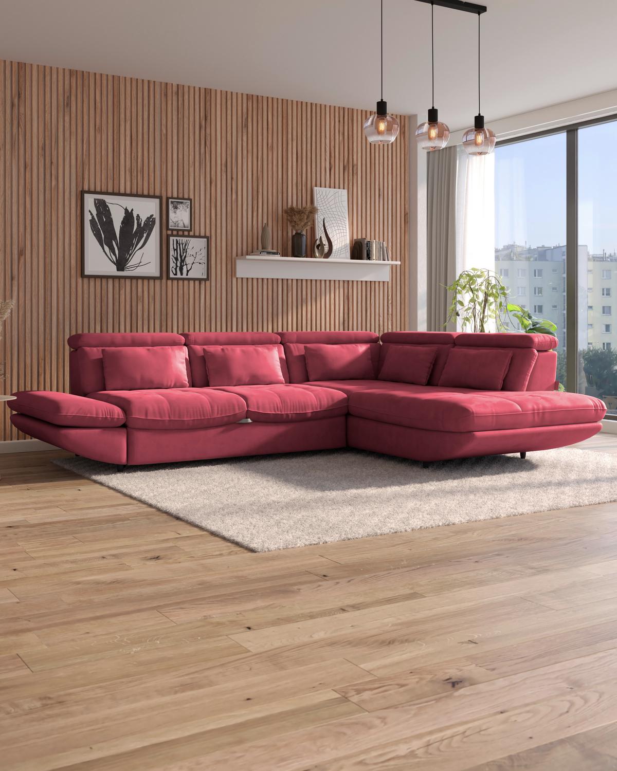 Ecksofa mit Schlaffunktion + Park Koralle 311 X 233 cm - Koralle/Schwarz, MODERN, Textil (311/233cm) - Luca Bessoni