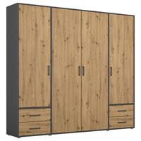 Drehtürenschrank Voyager Grau,eiche Artisan B: 187 Cm - Eiche Artisan/Grau, MODERN, Holzwerkstoff (187/194/53cm) - Rauch Möbel
