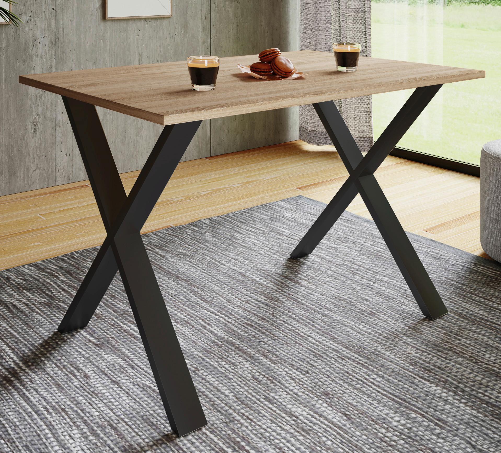 Esstisch Xona 80x80 cm Schwarz/Sonoma Eiche Dekor - Schwarz/Sonoma Eiche, Basics, Holzwerkstoff (80/80/76cm) - MID.YOU