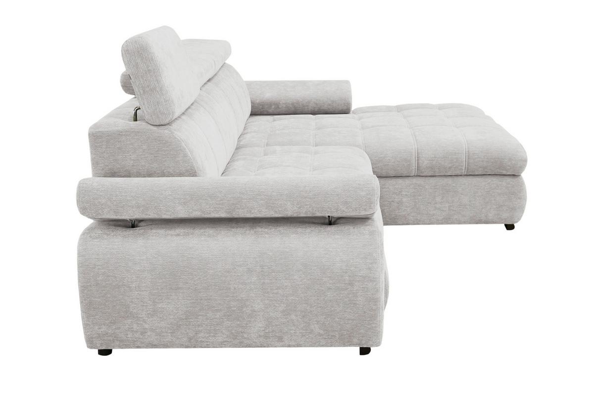 Rohová sedačka VEGAS, pravá, světle šedá žinylka - černá/světle šedá, Design, dřevo/textil (294/173cm)