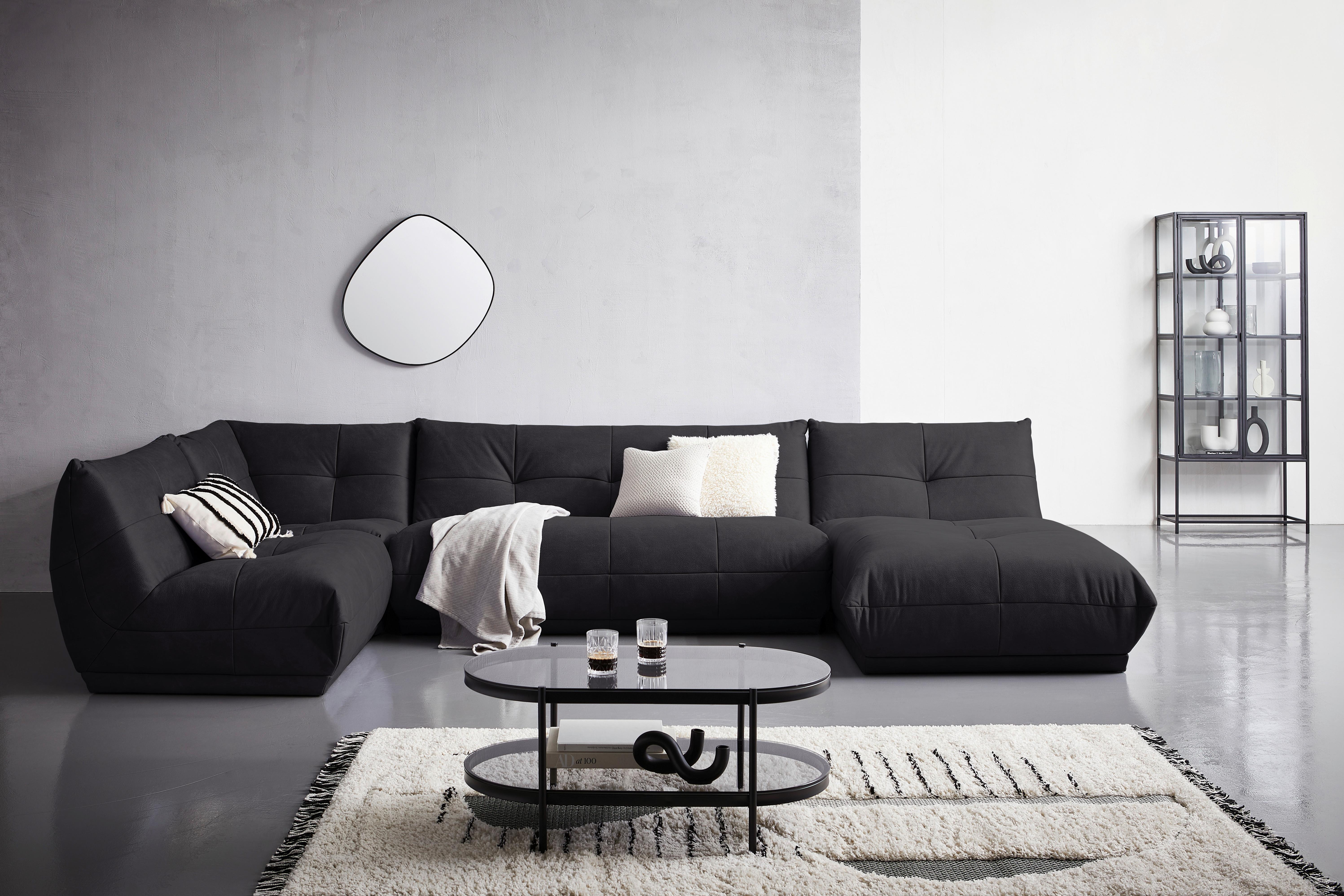 Modul Sofa Giselle Ecke B: 105 Cm Schwarz - Schwarz, Trend, Textil (105/80/105cm) - Livetastic