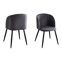 Armlehnstuhl-Set Webstoff Dunkelgrau, B: 63cm - Dunkelgrau/Schwarz, Design, Textil/Metall (63/84/53cm) - Livetastic