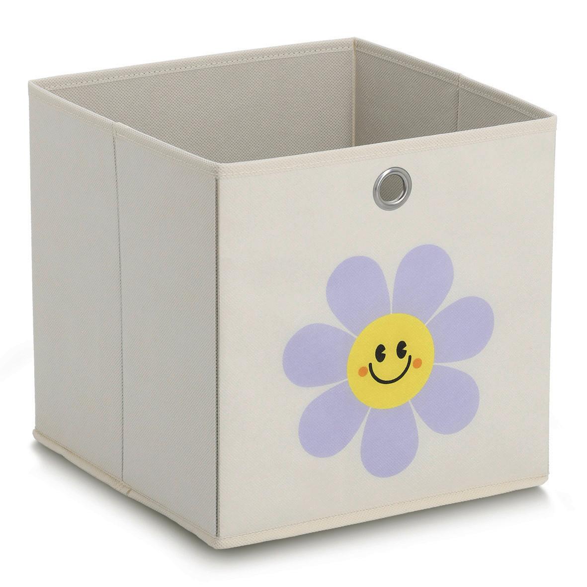 Aufbewarhungsbox 'HappyFlower' creme, ca. 28x28x28 cm - Creme, Basics, Textil (28/28/28cm) - Zeller Present