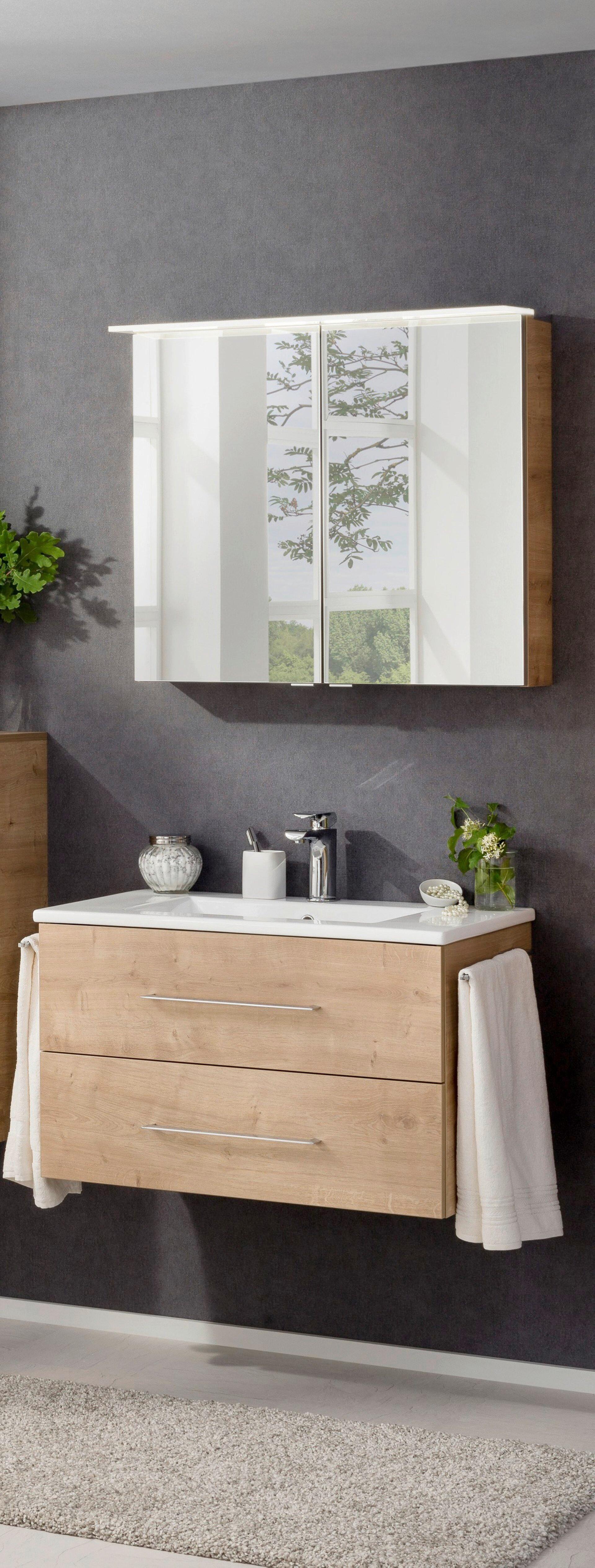 Badezimmer B.Perfekt Eichefarben 3-Teilig - Eichefarben/Weiß, Basics, Glas/Keramik (82cm) - MID.YOU