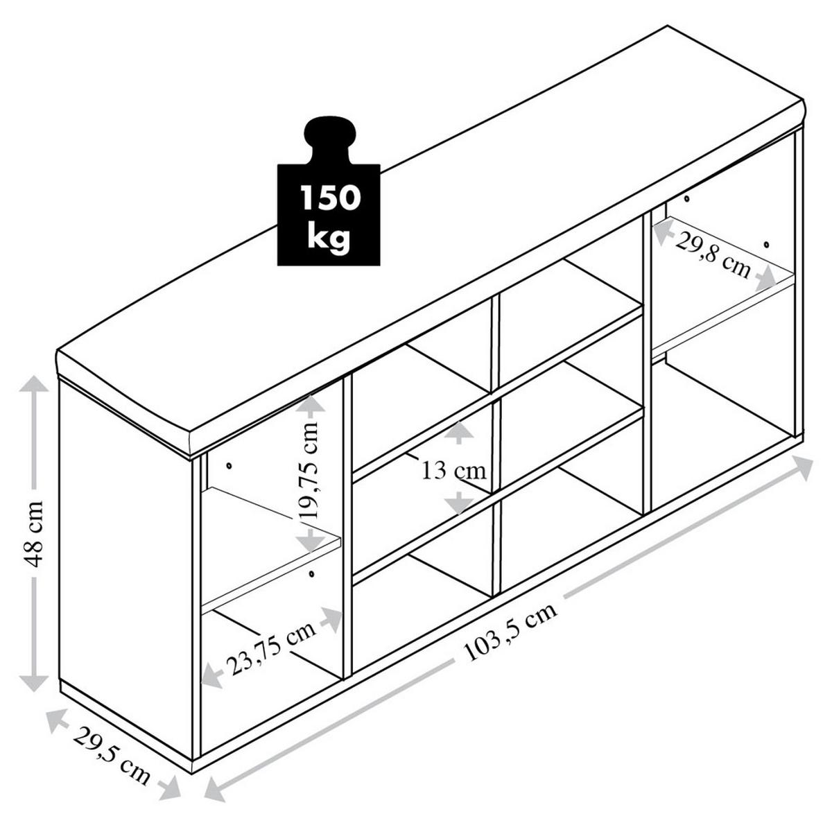 Schuhschrank Weiß 10 Fächer B: 103,5 cm - Grauweiß, MODERN, Holzwerkstoff (103,5/48/29,5cm) - Kesper