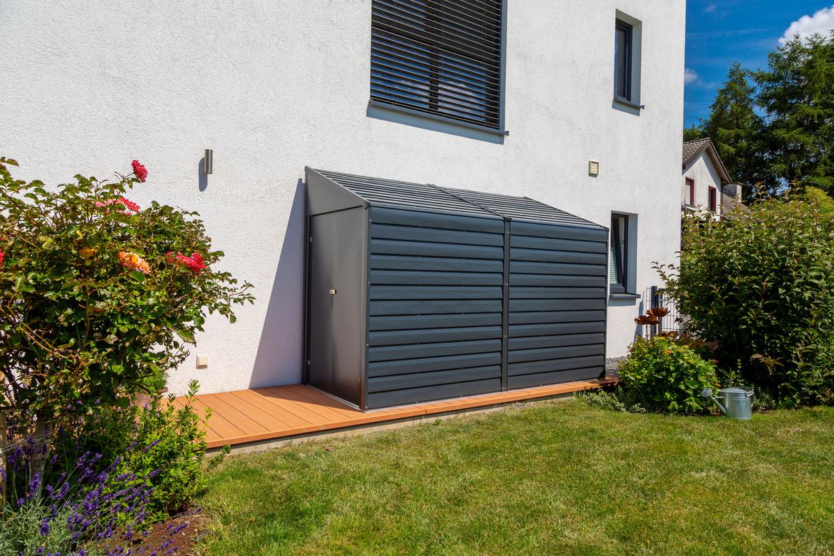 Gerätehaus Mit Pultdach 295x208x124 Cm - Grau, Basics (295/208/124cm)