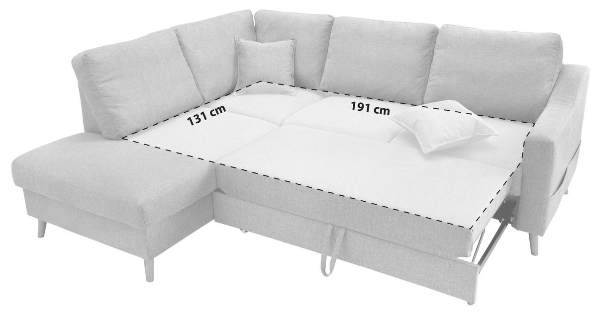 Ecksofa Mit Schlaffunktion Valentina Mit Kissen Bordeaux - Bordeaux/Naturfarben, KONVENTIONELL, Textil (200/230cm) - P & B