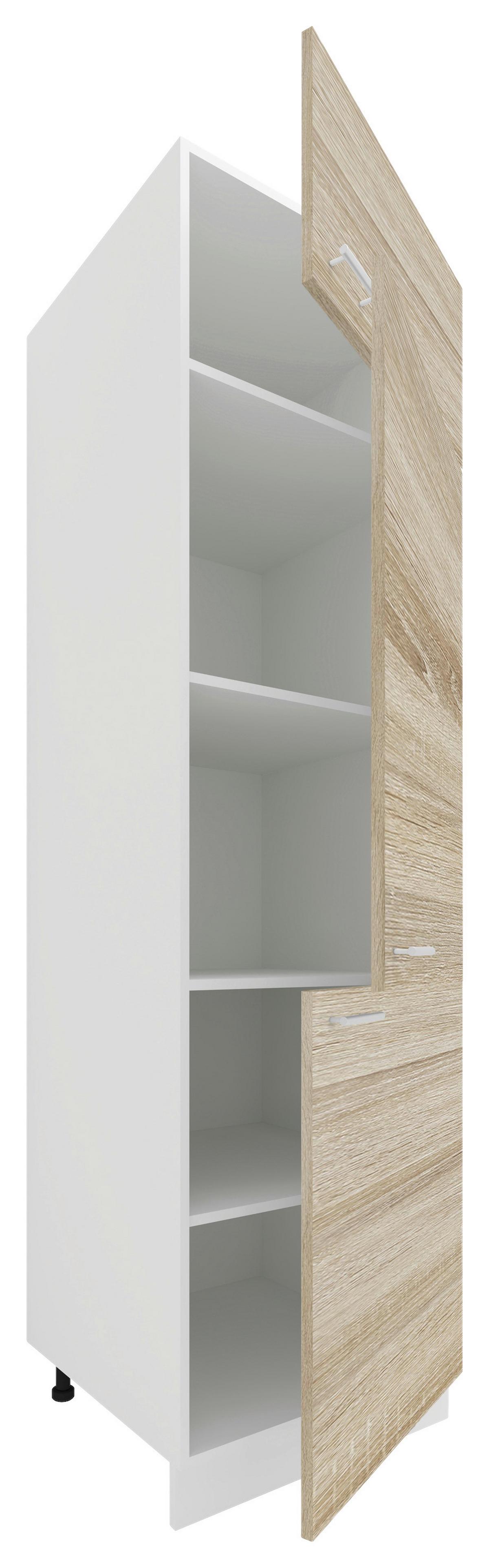 Küchen-Hochschrank Esilo B: 60cm Eiche Dekor/Weiß - Weiß/Sonoma Eiche, KONVENTIONELL, Holzwerkstoff (60/207/57cm) - MID.YOU