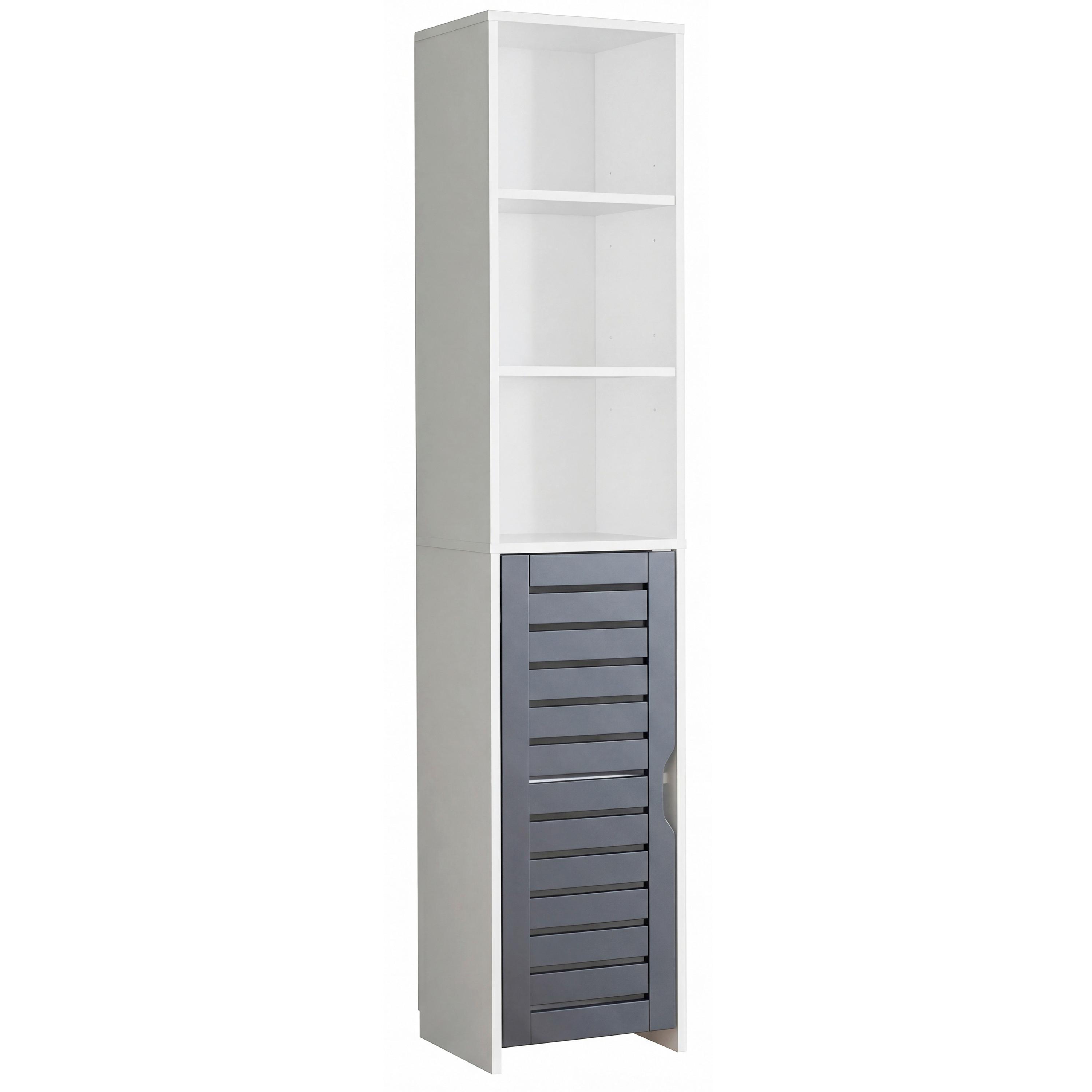 Hochschrank Flonali Weiß/Anthrazit B: 34cm - Anthrazit/Weiß, Trend, Holzwerkstoff (34/164/28cm) - MID.YOU