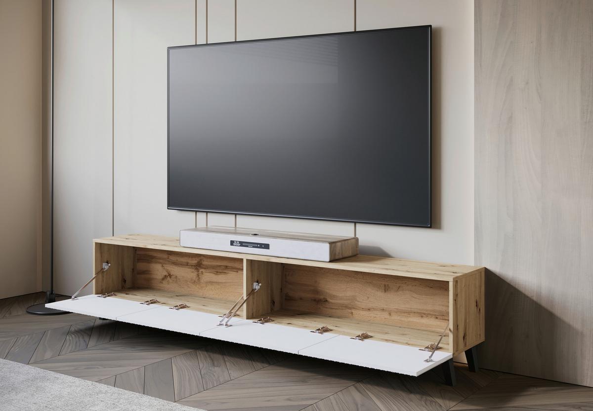 NÍZKÁ KOMODA PHUKET 190 - bílá/černá, Trend, kompozitní dřevo/plast (190/40/32cm) - Livetastic