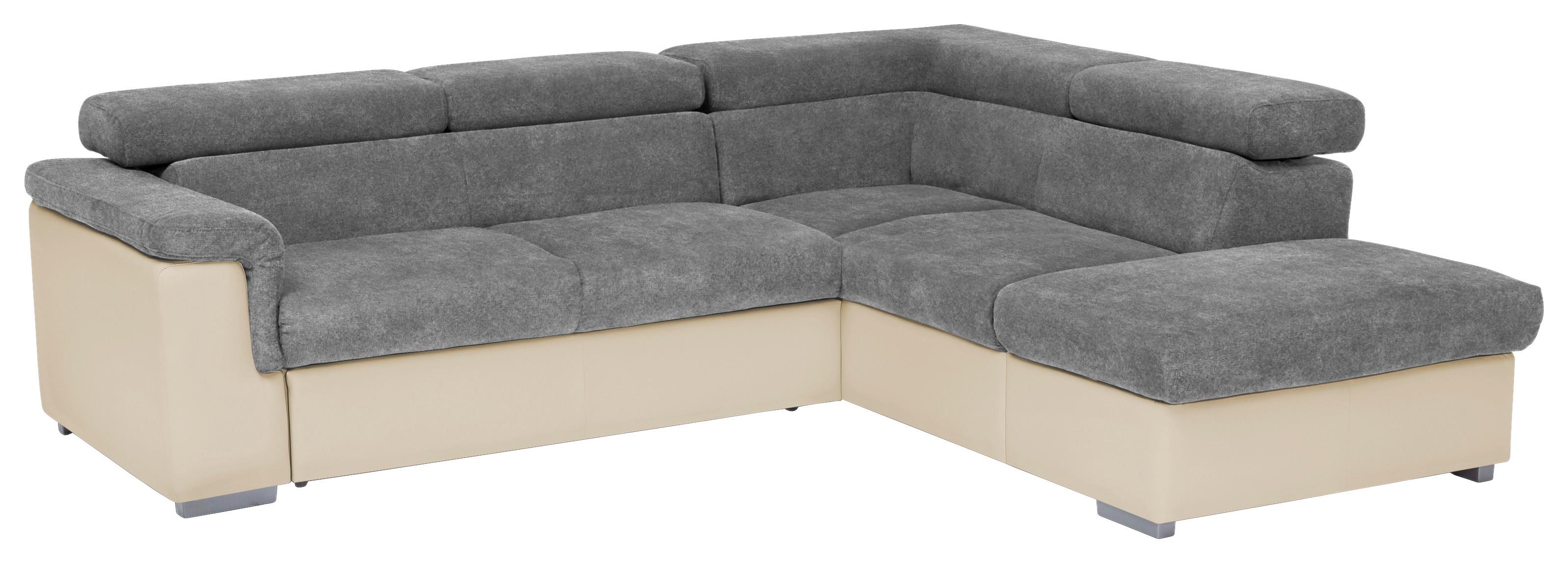 Sedací souprava MILLA antracitová/hnědá pravý roh - antracitová/hnědá, Basics, dřevo/textil (252/217cm)