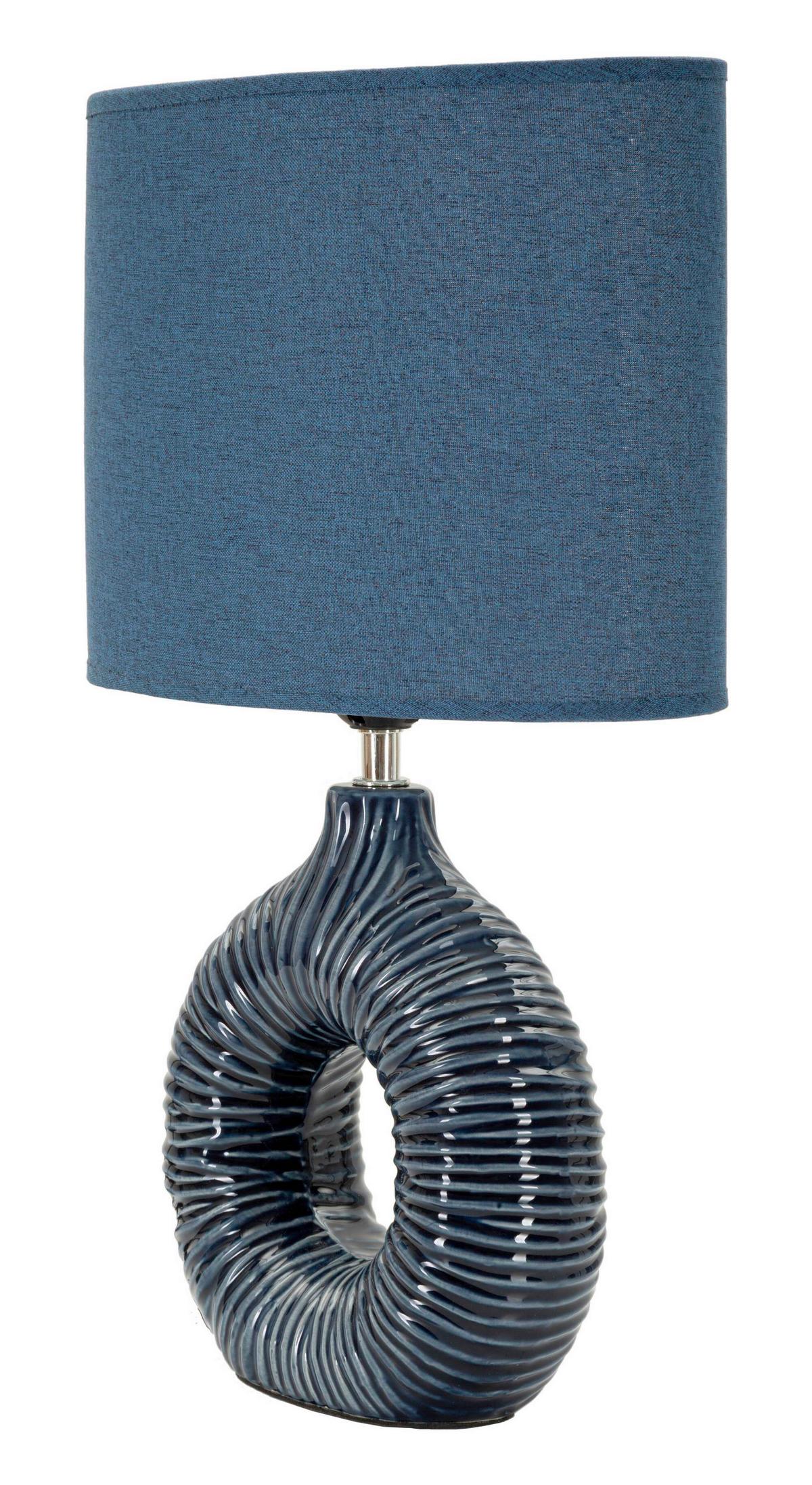 Tischleuchte Seta Blau B: 28,5 cm - Blau, Basics, Keramik/Textil (28.5/15/43cm)