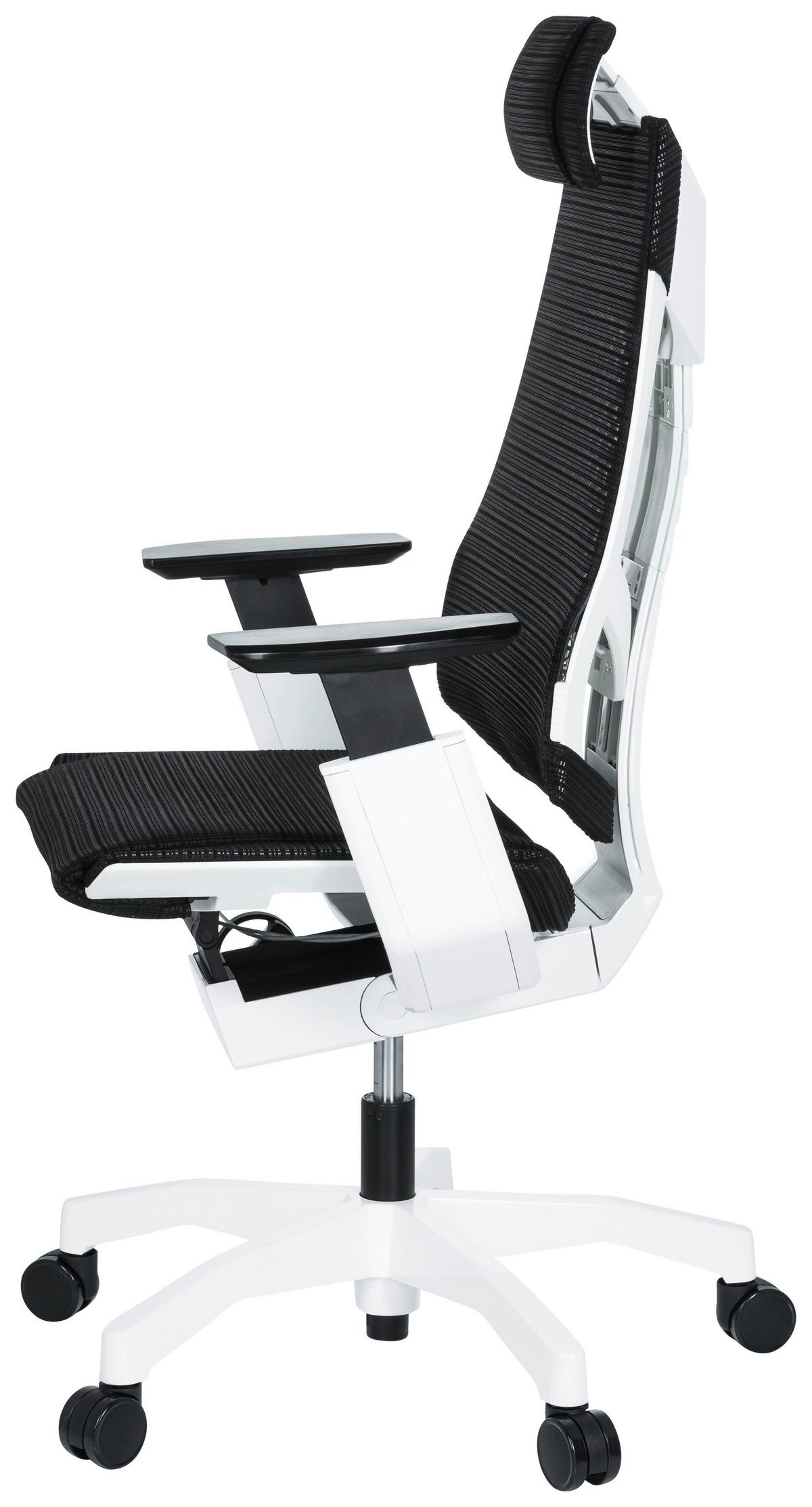 Bürostuhl Genidia Pro Mit Armstützen Schwarz/weiß - Schwarz/Weiß, MODERN, Kunststoff/Textil (57/114/46cm) - MID.YOU