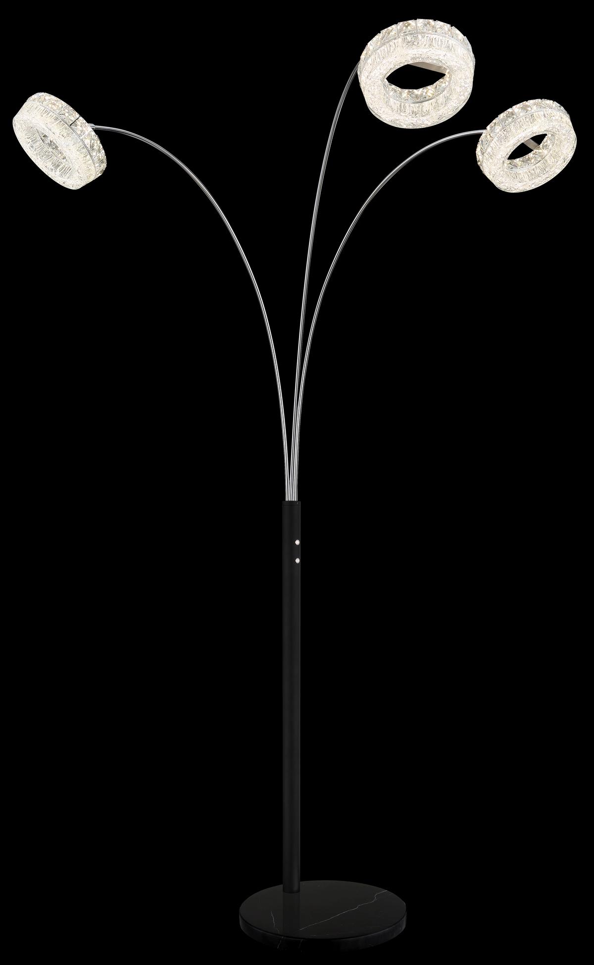 Led-stehleuchte Memory-Funktion - Klar/Schwarz, Design, Glas/Kunststoff (82,5/102/190cm) - Globo