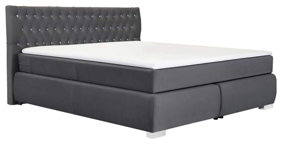 Boxspringbett Rumba inkl. Matratze 180x200 - Grau, Basics, Textil (180/200cm) - Livetastic
