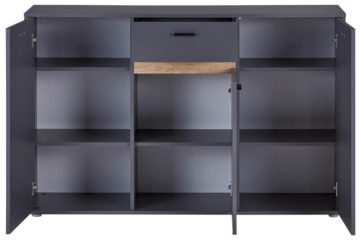 Kommode mit Bügelgriff B: 138,4 cm Slot 3t Dunkelgrau - Dunkelgrau, MODERN, Holzwerkstoff (138,4/90/40cm)
