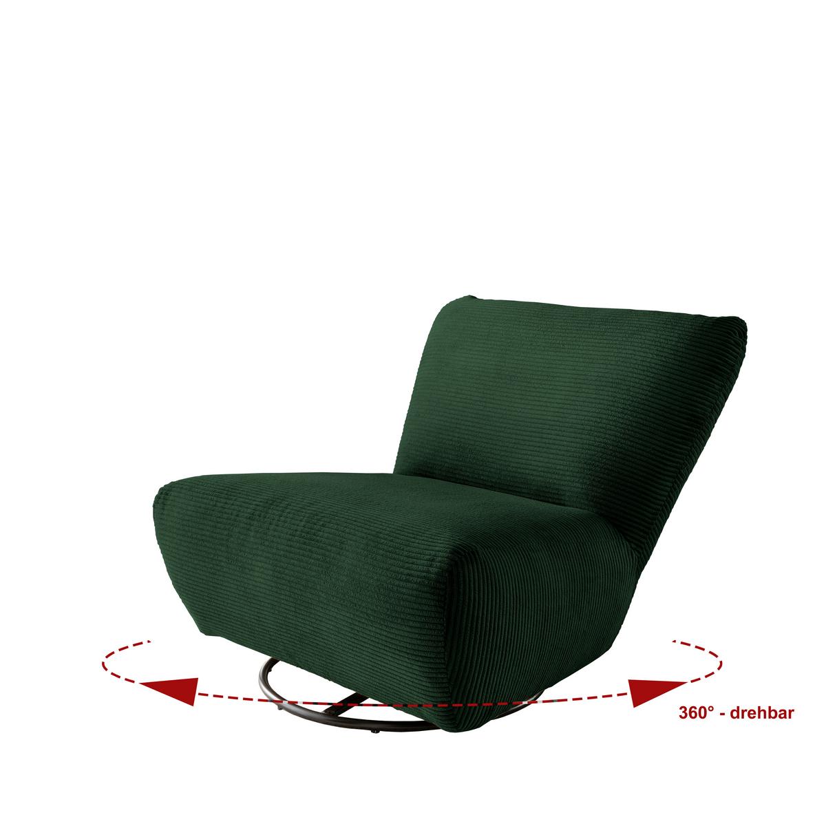 Xxl-sessel Cremallo Grün 360° Drehbar, B: 95 Cm - Schwarz/Grün, Trend, Textil (95/77/94cm) - Livetastic