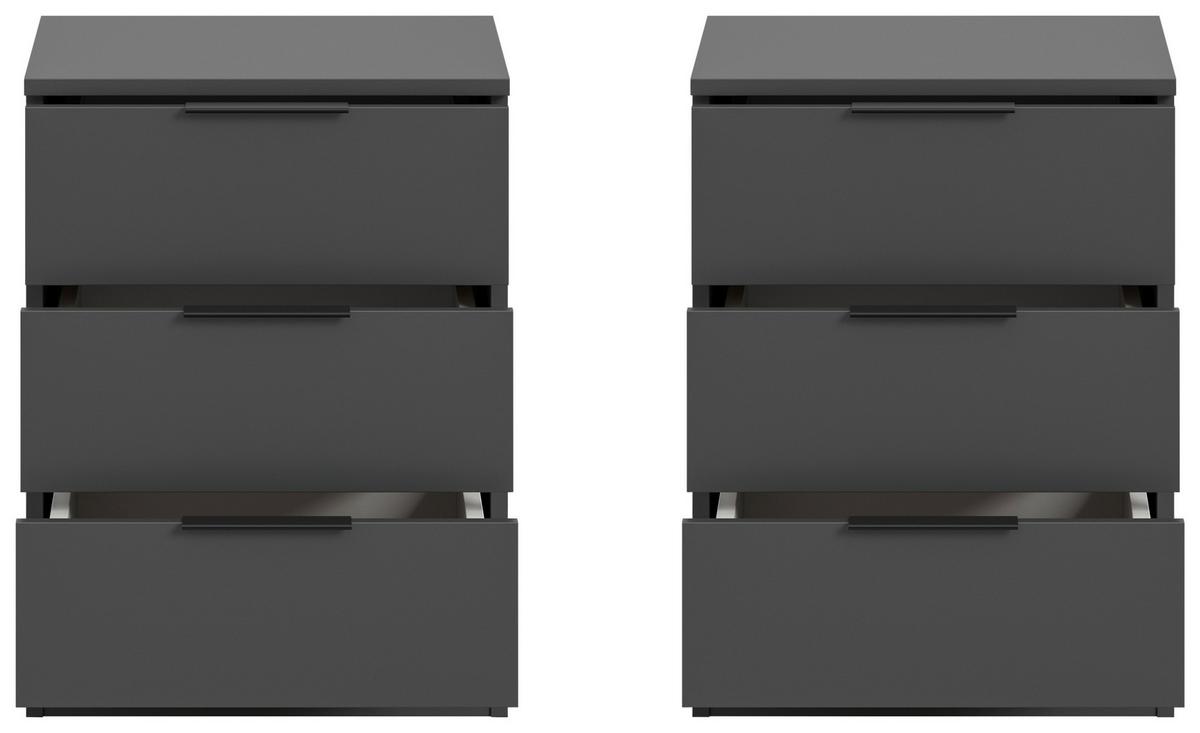 Nachtkästchenset Kopenhagen Anthrazit B: 45 Cm - Anthrazit/Schwarz, MODERN, Holzwerkstoff (45/60/40cm) - MID.YOU