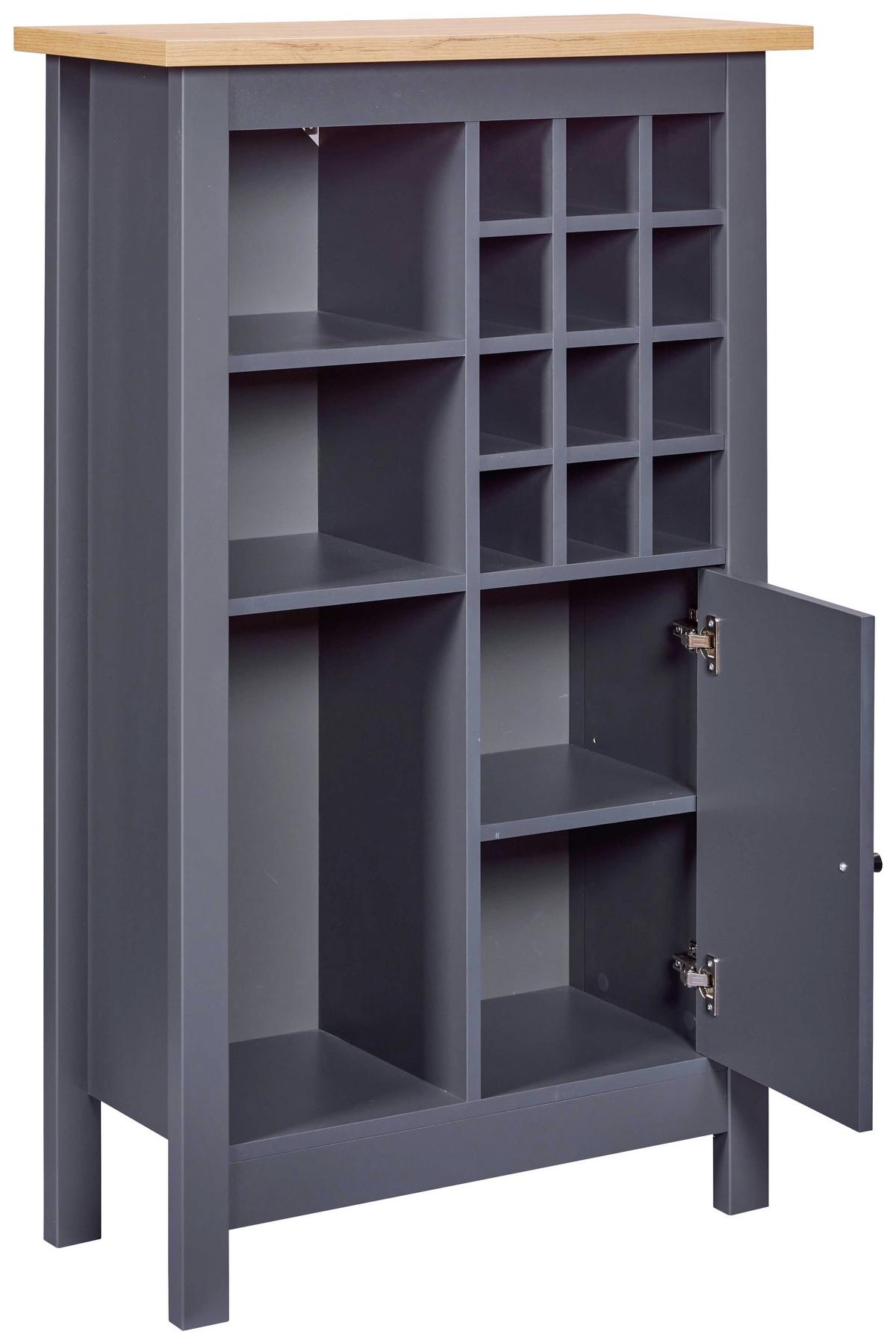 Weinschrank Nellina Anthrazit, Eiche Dekor B: 77cm - Anthrazit/Eiche Artisan, Design, Holzwerkstoff (77/124/33cm) - Livetastic