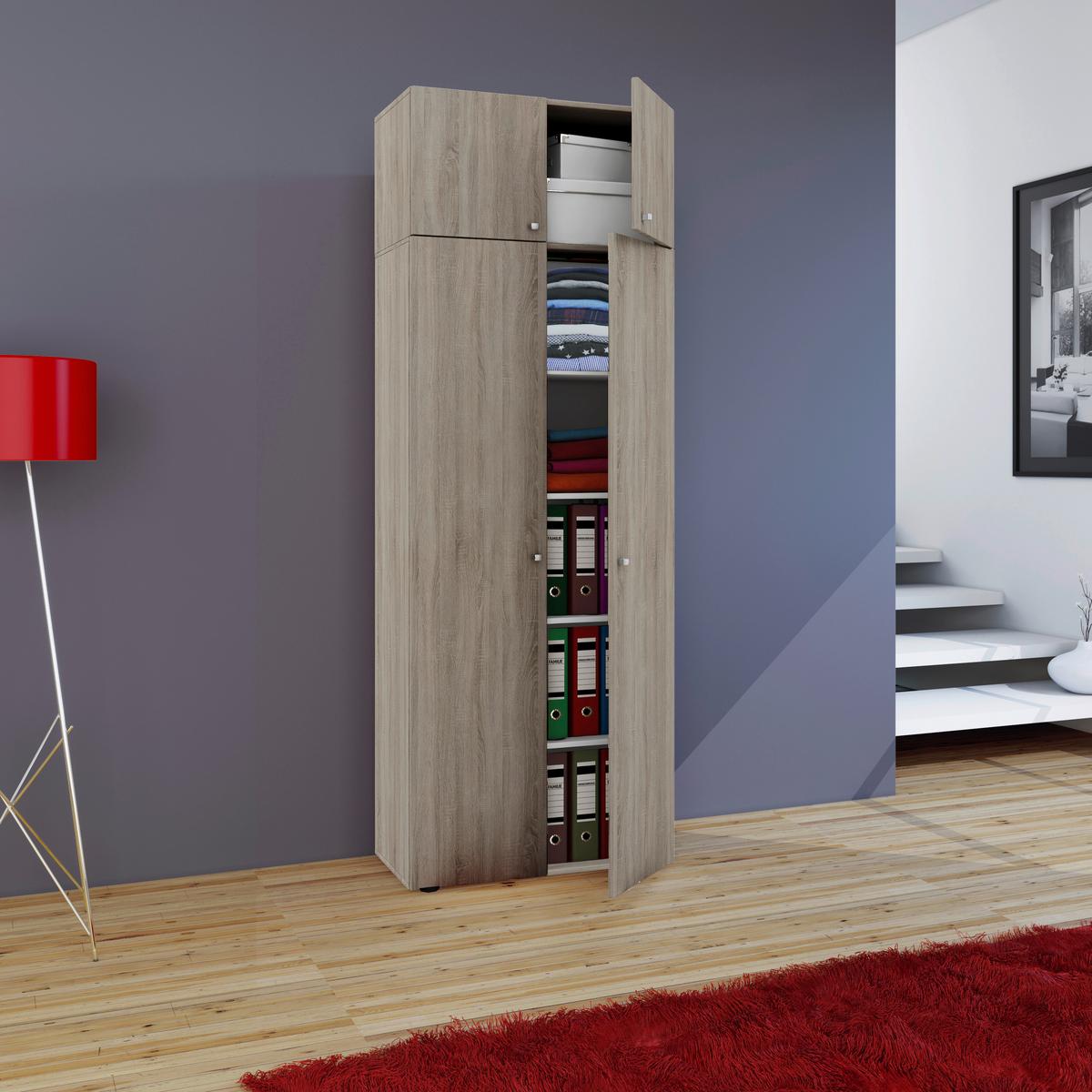 Mehrzweckschrank Vandol I Sonoma Eiche B: 70 cm - Schwarz/Sonoma Eiche, MODERN, Holzwerkstoff (70/218/39cm) - MID.YOU