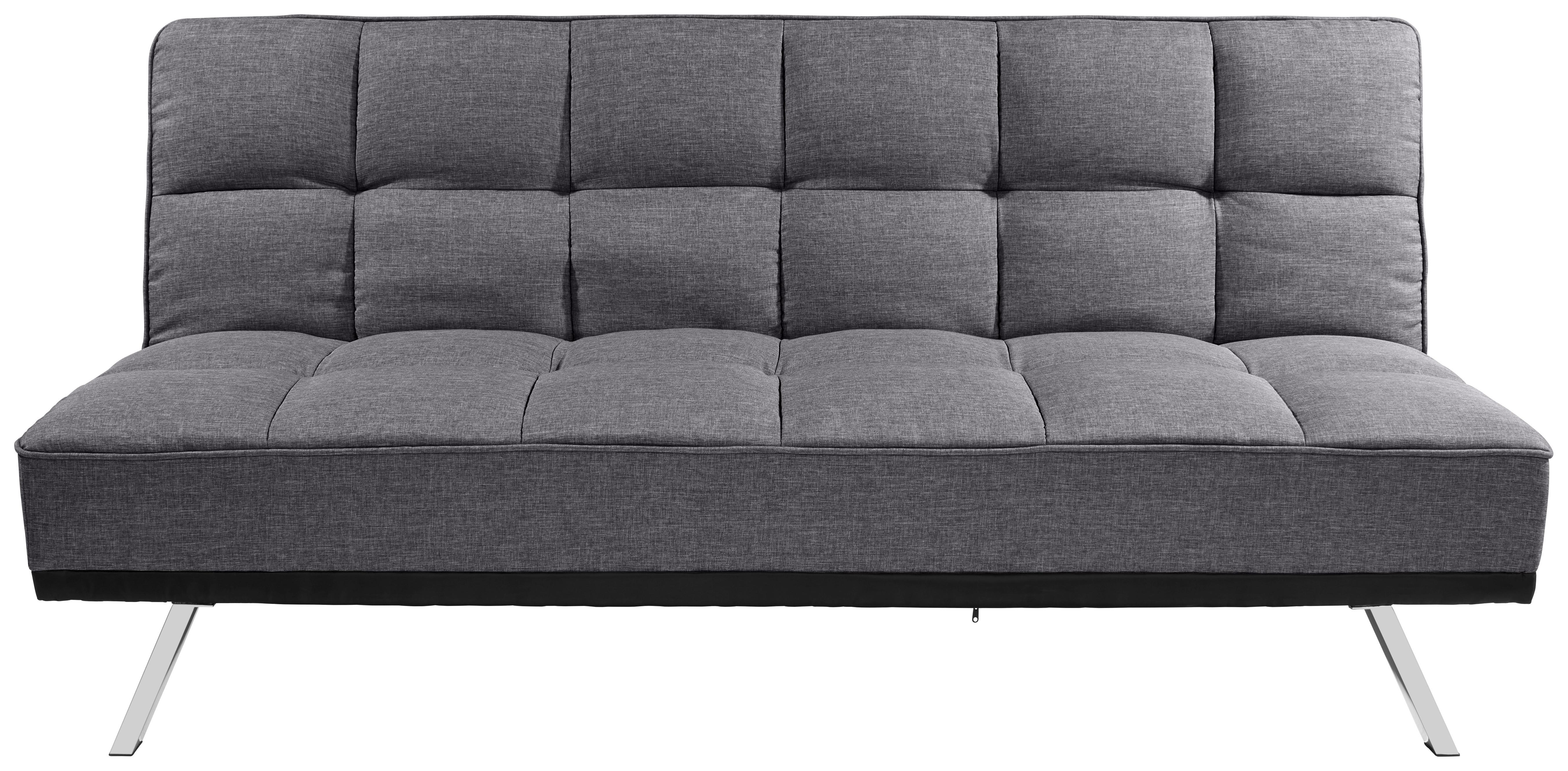 3-Sitzer-Sofa Mit Schlaffunktion Roma Anthrazit - Edelstahlfarben/Anthrazit, Basics, Textil/Metall (179/84/96cm) - Ondega
