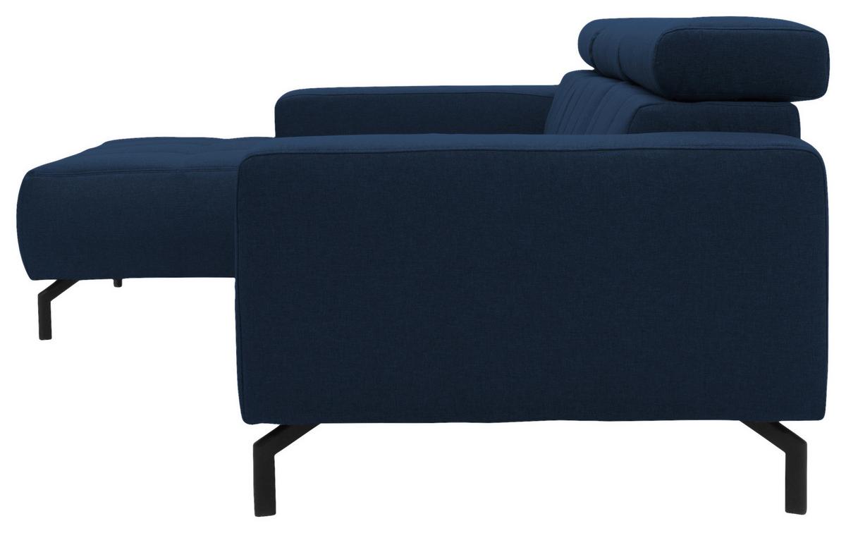 Ecksofa Kopfteil verstellbar Cunelli Dunkelblau Webstoff - Schwarz/Dunkelblau, Design, Textil (175/292cm) - MID.YOU