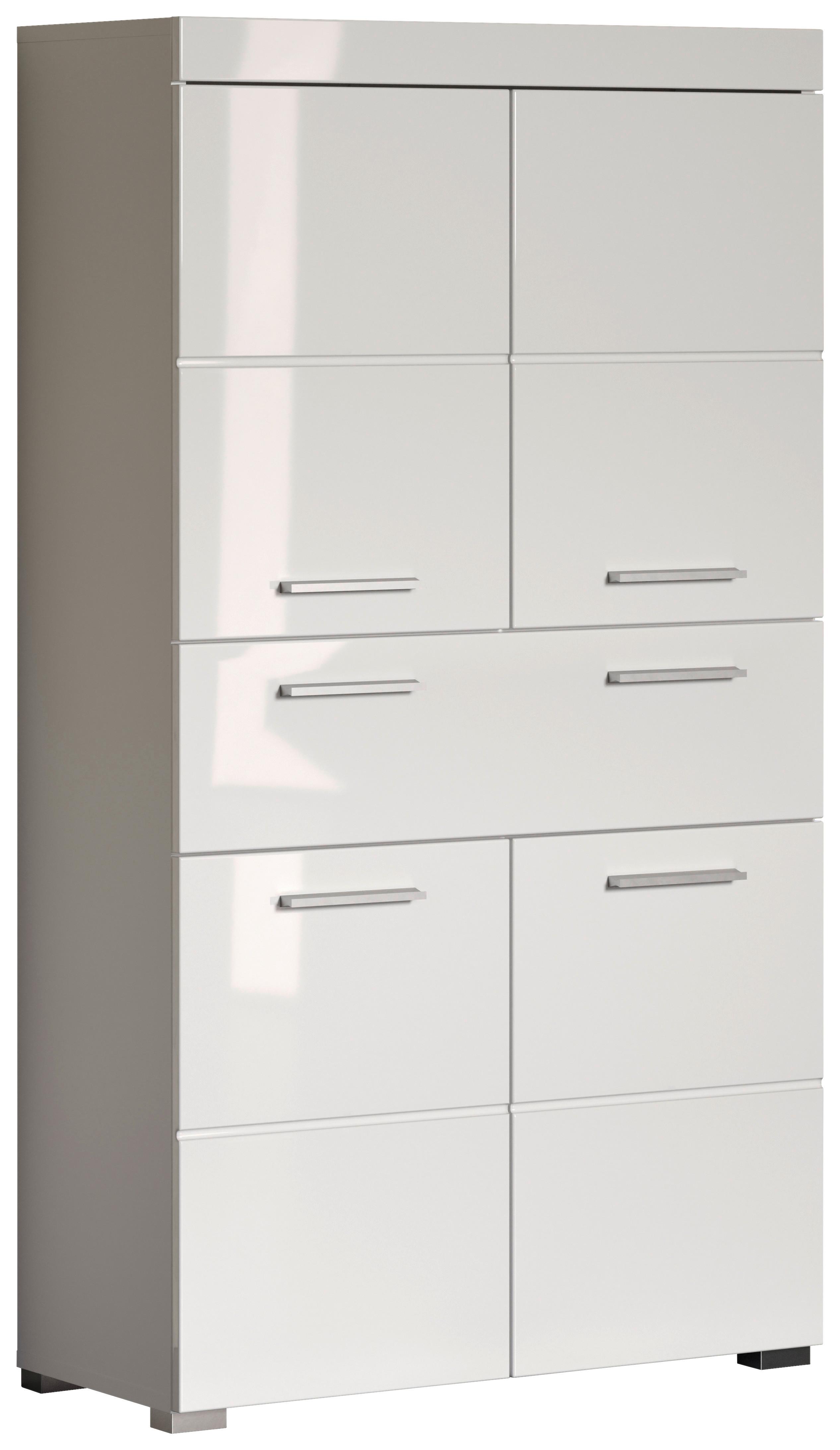 Midischrank Amanda B: 73 cm Weiß - Silberfarben/Weiß, MODERN, Holzwerkstoff (73/130/31cm) - MID.YOU