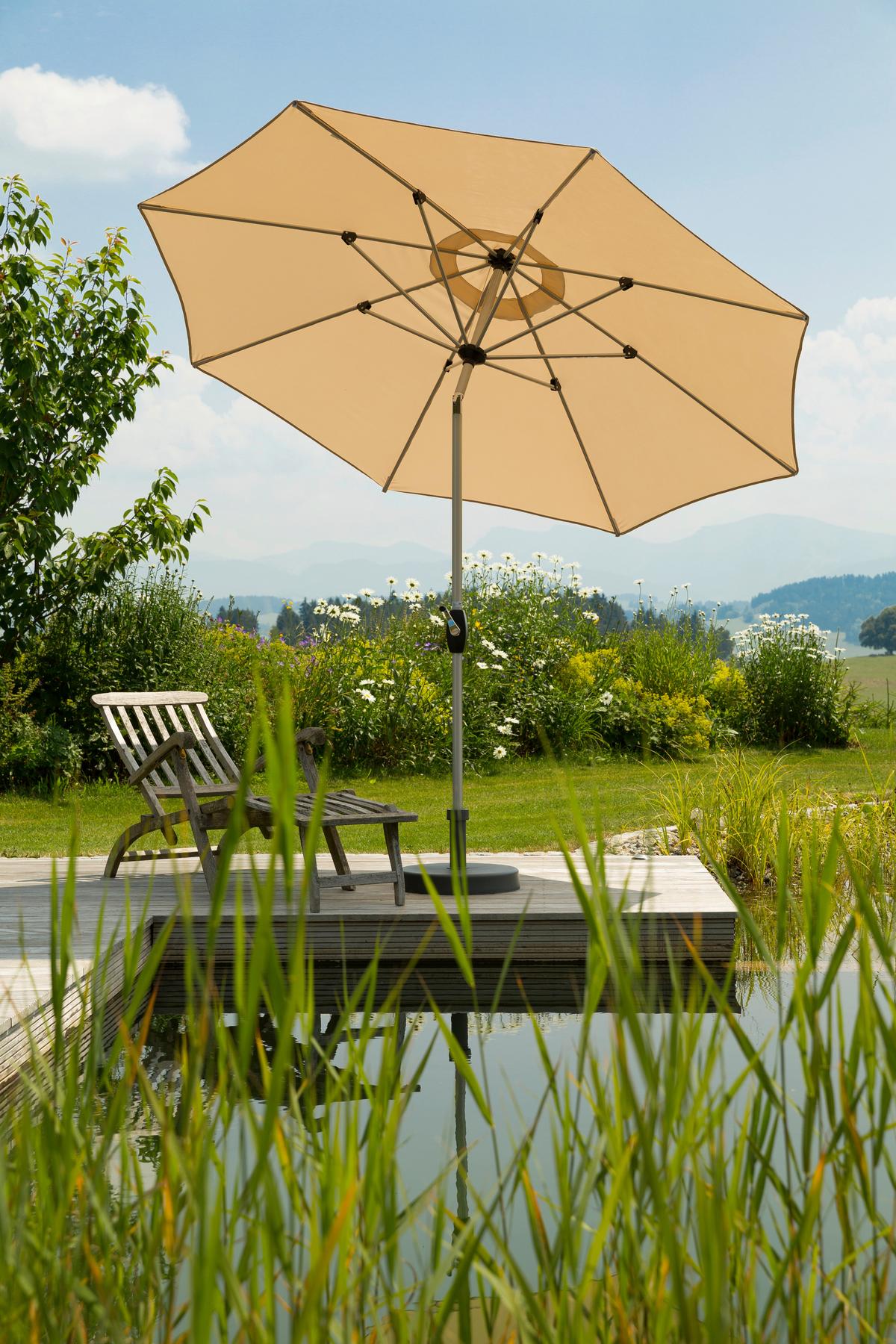 Sonnenschirm Venedig BxHxT: 270x250x270 cm Naturfarben - Silberfarben/Naturfarben, Basics, Textil/Metall (270/250/270cm) - Schneider