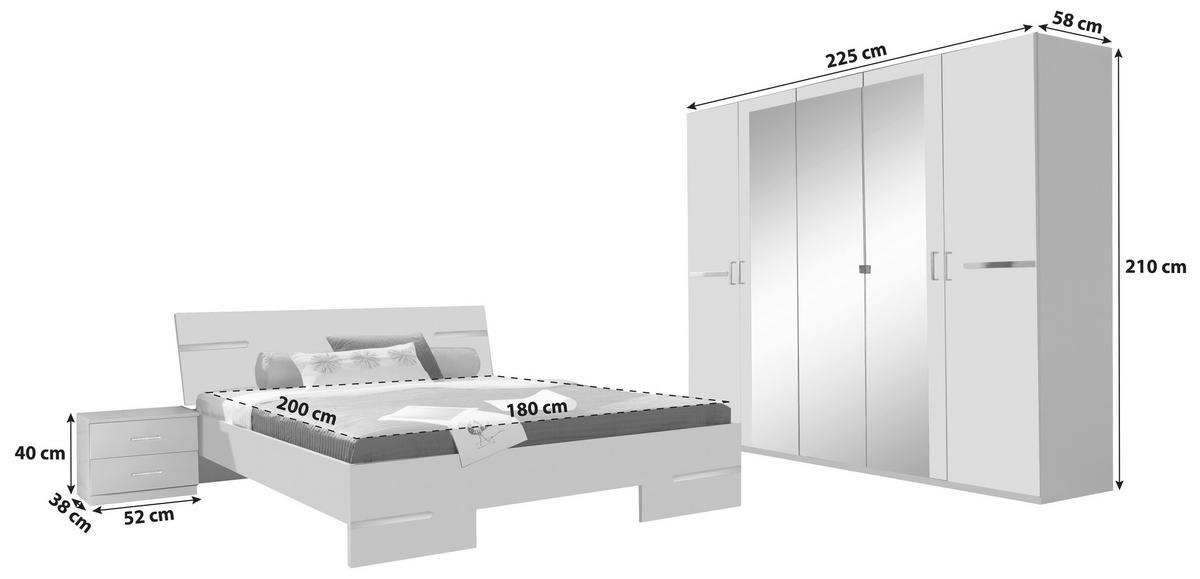Schlafzimmer Anna Weiß - Weiß, Design, Glas/Holz (180/200cm) - MID.YOU