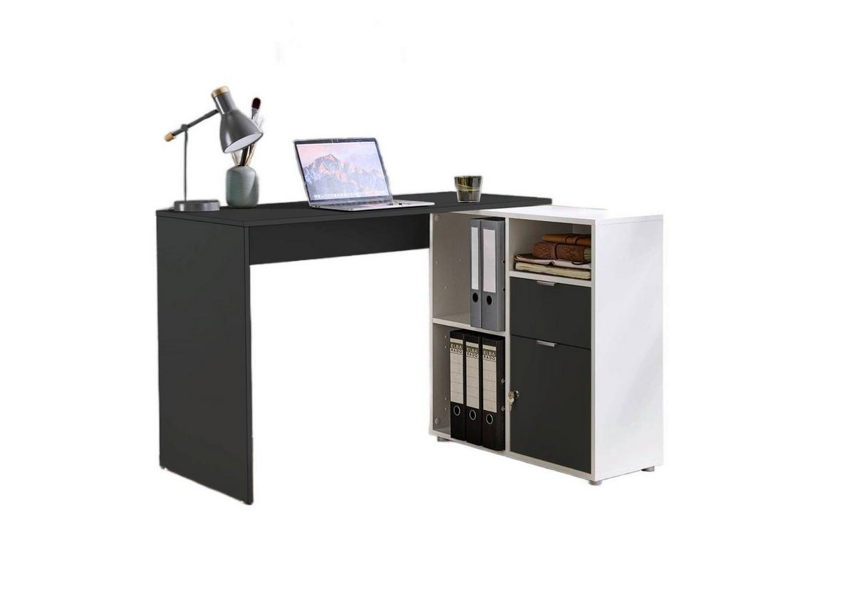 Schreibtischkombination Leni Anthrazit/Weiß L: 110cm - Anthrazit/Weiß, MODERN, Holzwerkstoff (110/85/74cm) - MID.YOU