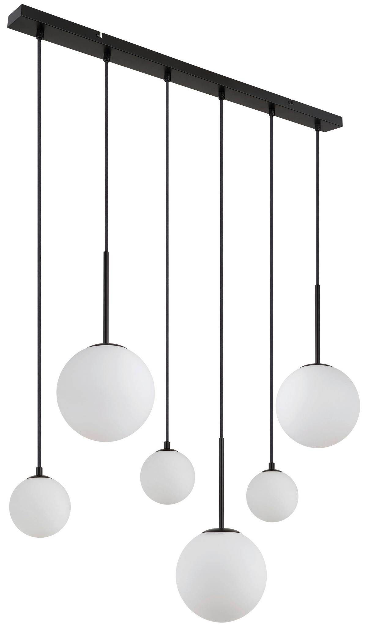 Hängeleuchte 15168-6 - Schwarz, KONVENTIONELL, Glas/Metall (91/20/117cm) - Globo
