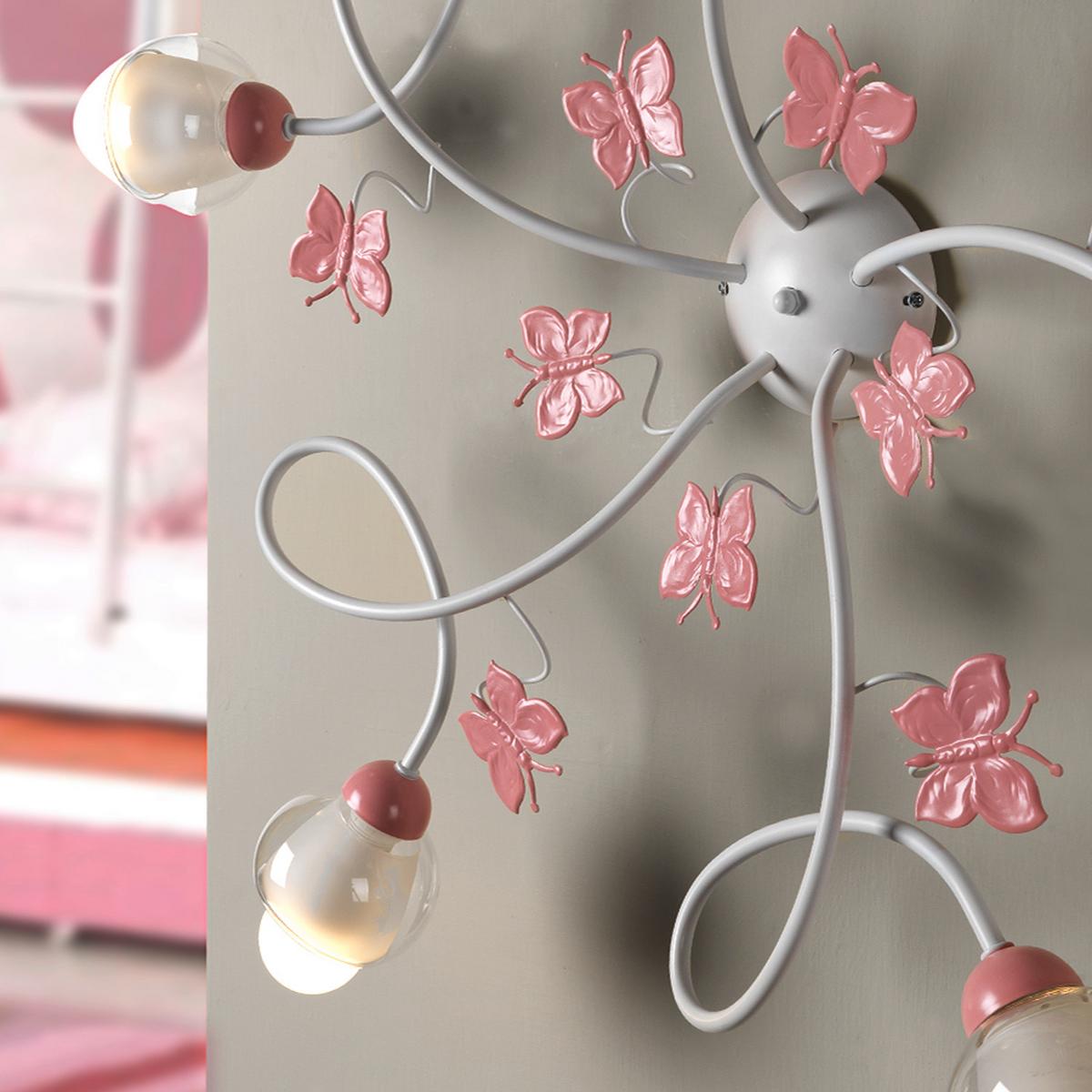 Kinderdeckenleuchte 4924/pl5 - Pink/Weiß, Basics, Glas/Metall (80/20cm)