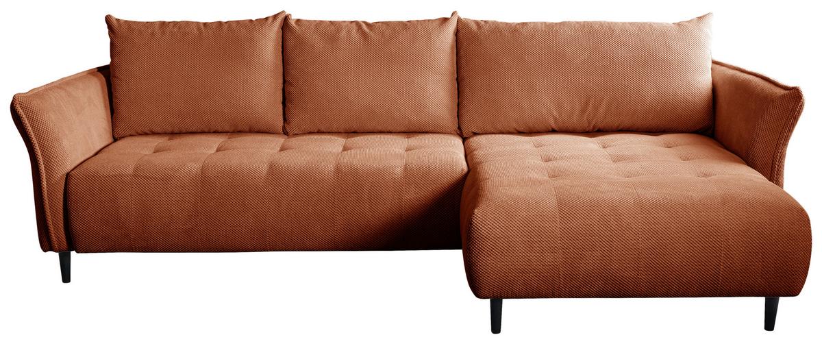 Ecksofa mit Schlaffunktion Monte Carlo Terracotta - Terracotta/Schwarz, Trend, Textil (290/160cm)